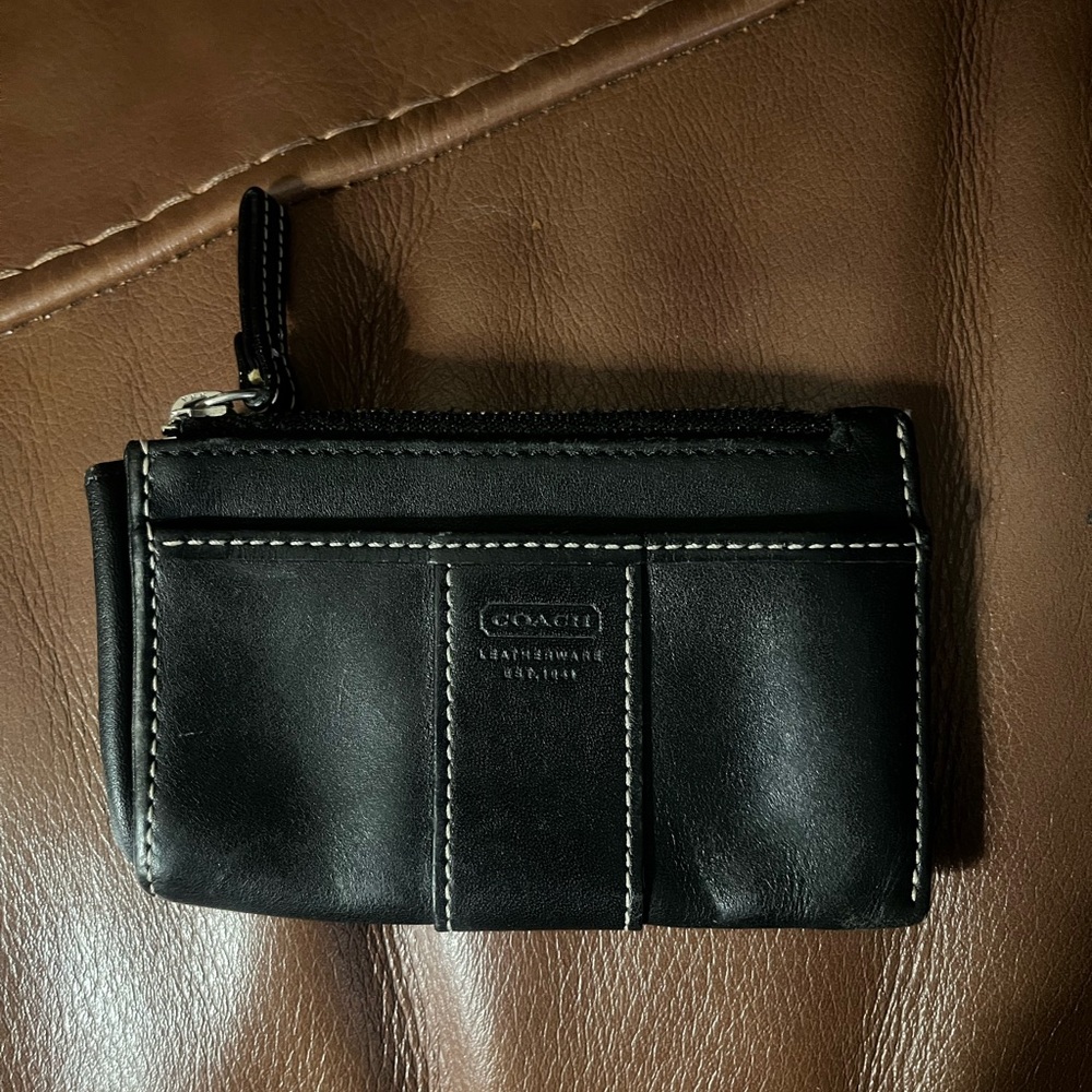 Coach Black Leather Wallet with Minimalist Design